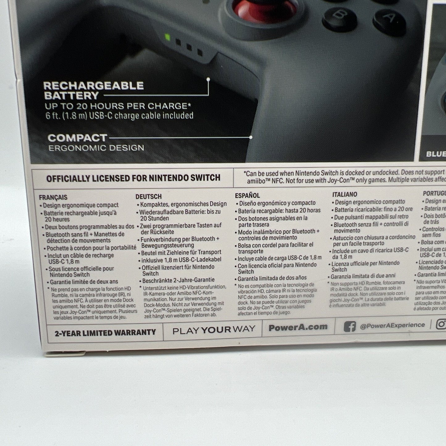 PowerA Enhanced Nano Wireless Controller for Nintendo Switch Black Gray Sealed