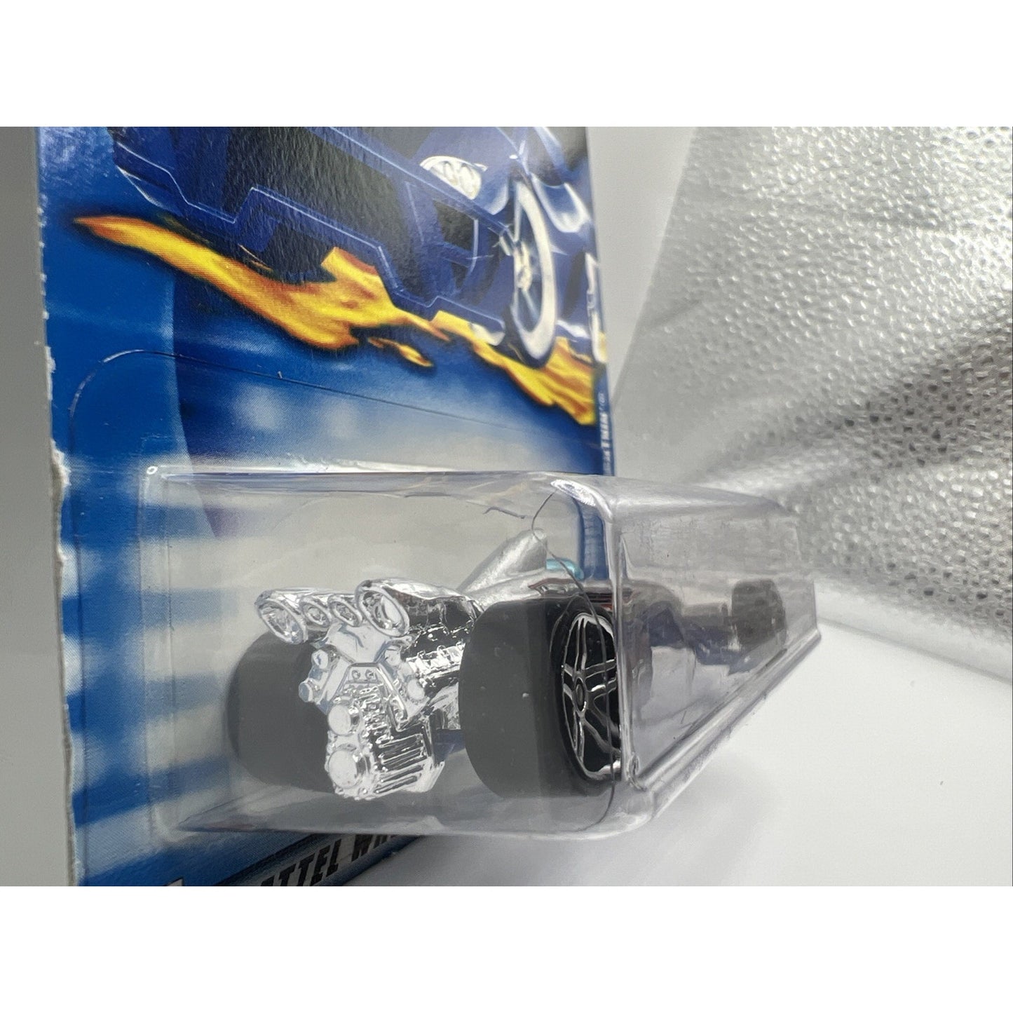 2002 Hot Wheels Mainline/Collector #239 Greased Lightnin' Silver-Blue Race Car