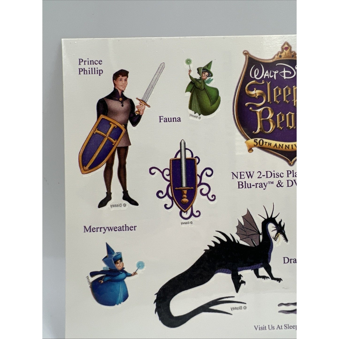 Walt Disney Pictures Sleeping Beauty Tattoo Temporary DVD Tattoos Maleficent 6ct