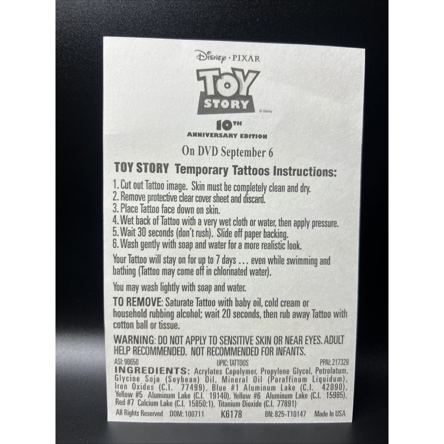 Walt Disney Toy Story Pixar Woody Buzz Lightyear Temporary Tattoos Party Rare