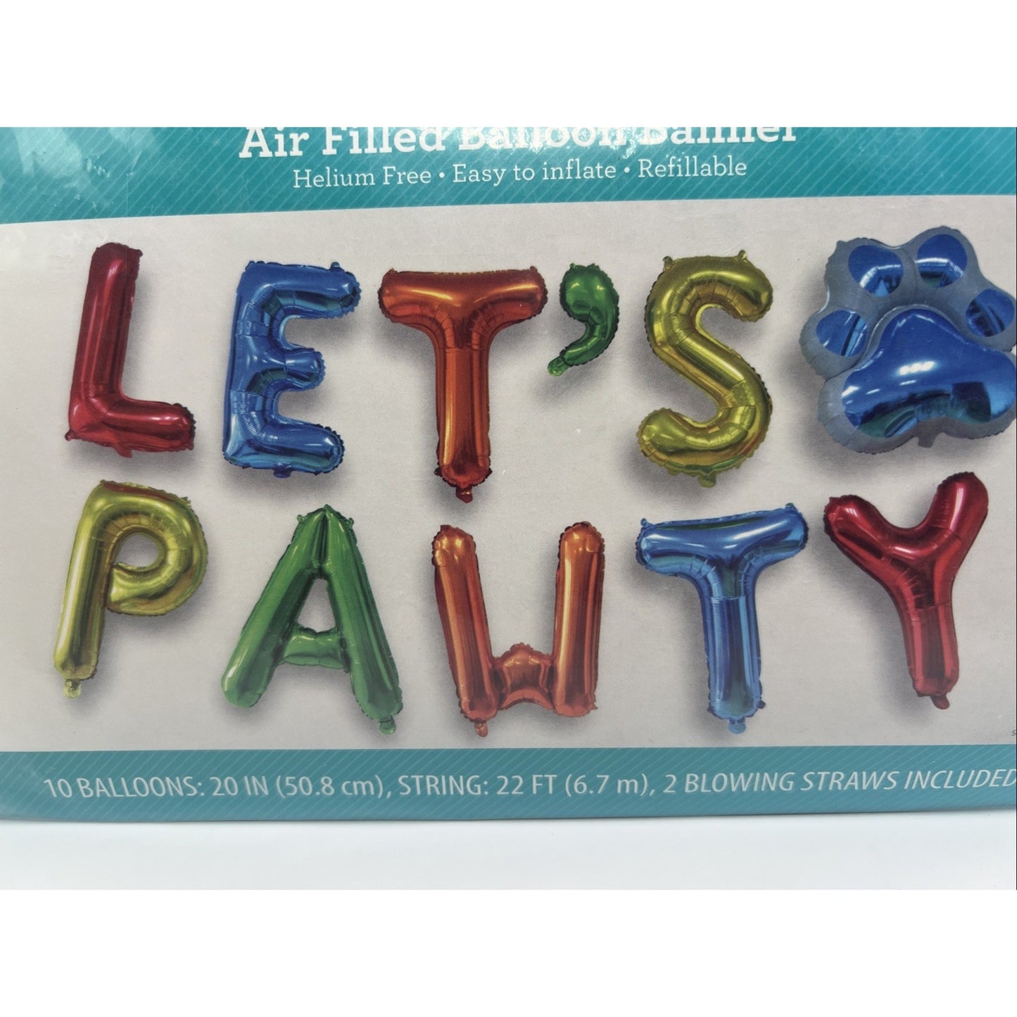 Pet Party Let's Pawty Party Balloon Banner 10 x 20 Balloons Celebrate Dog Puppy