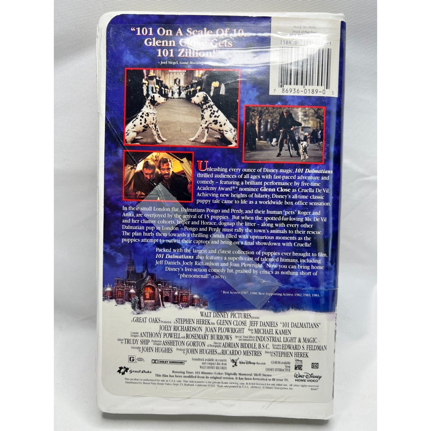 101 Dalmatians Glenn Close Walt Disney VHS Video Tape Tested Used