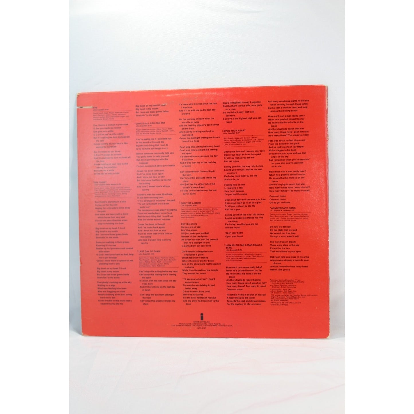 Jim Capaldi Oh How We Danced Record Audio Tested Video Music Album Used