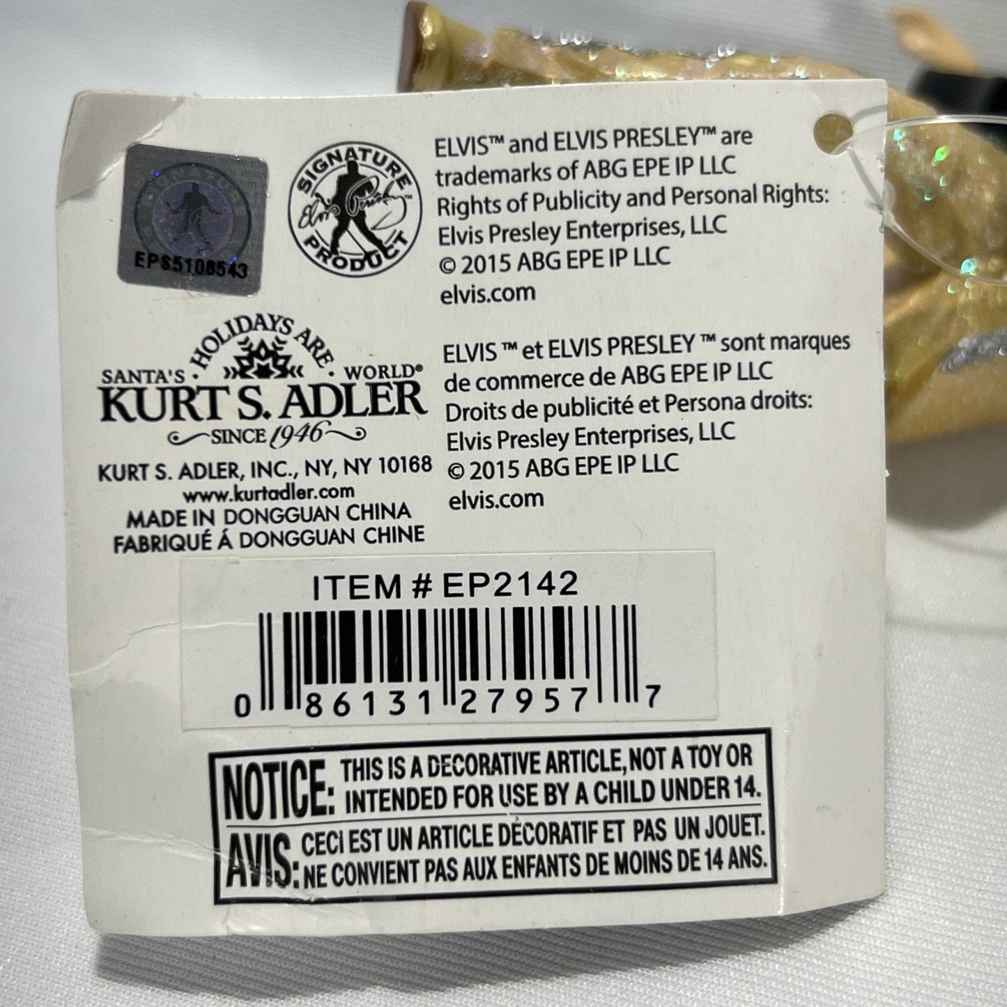 Elvis Presley Gold Suit Rocking '50s Ornament, 2019 New!