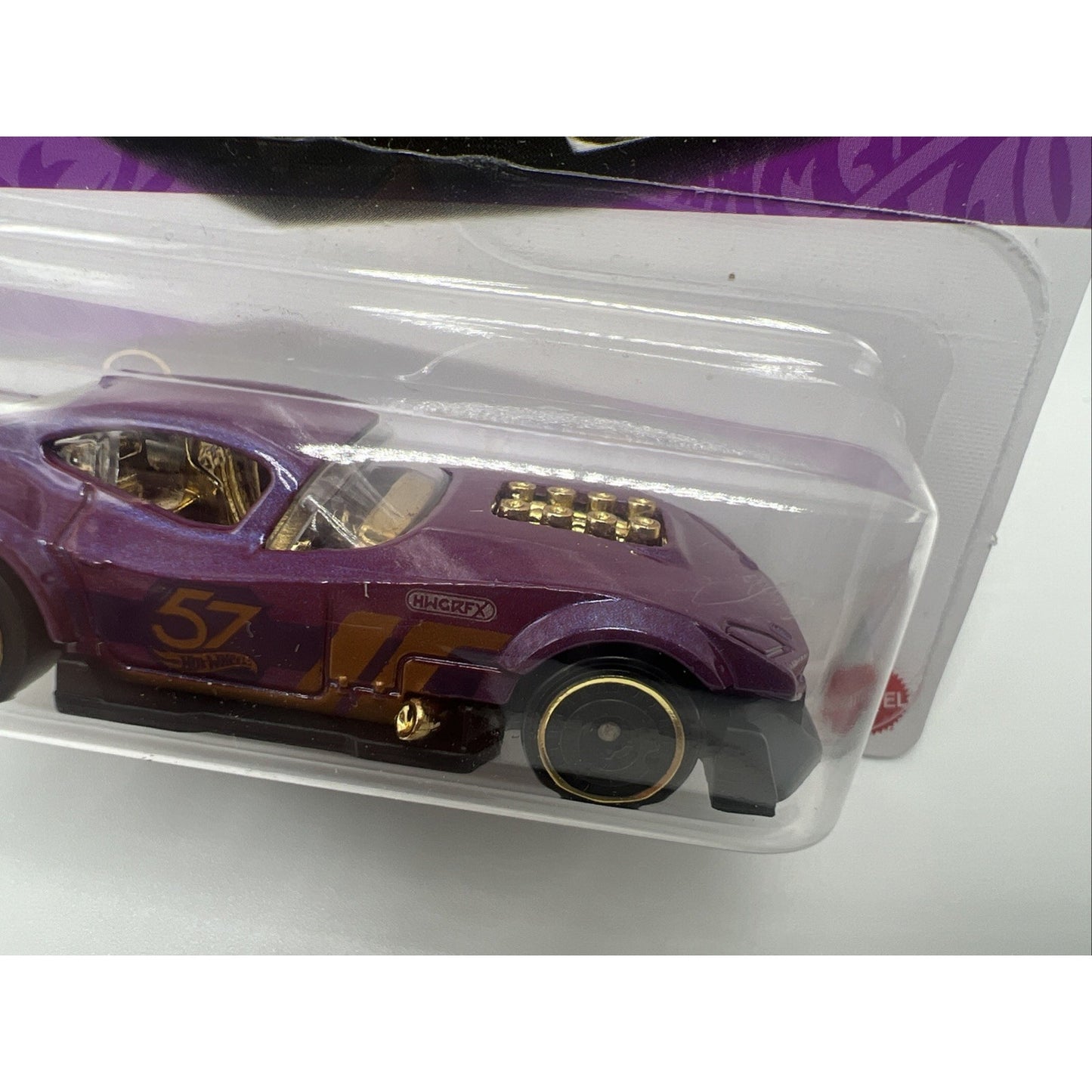 Hot Wheels 57th Anniversary Muscle And Blown #5 Purple Gold Race Car Model