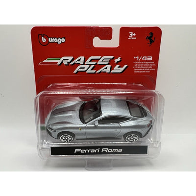 Burago Race and Play Silver Ferrari Roma 1/43 Die Cast Toy Model Car Supercar