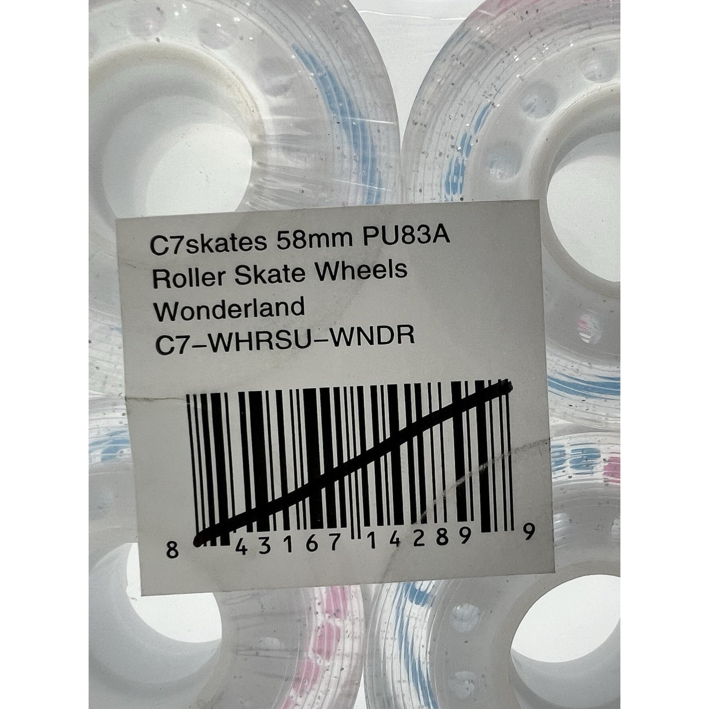 C7skates 58mm 83A Premium Quad Roller Skate Wheels Wonderland Clear Set of 4 New