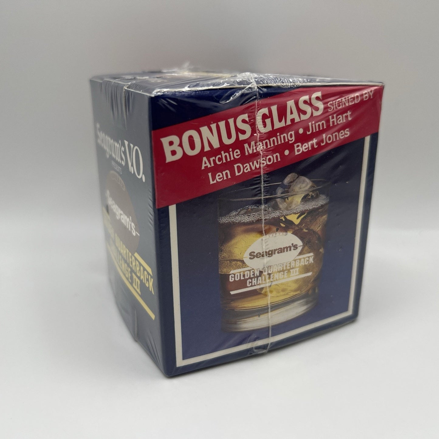 Seagrams VO Golden Quarterback Challenge Whiskey Bar Glass 1992 Rare NFL