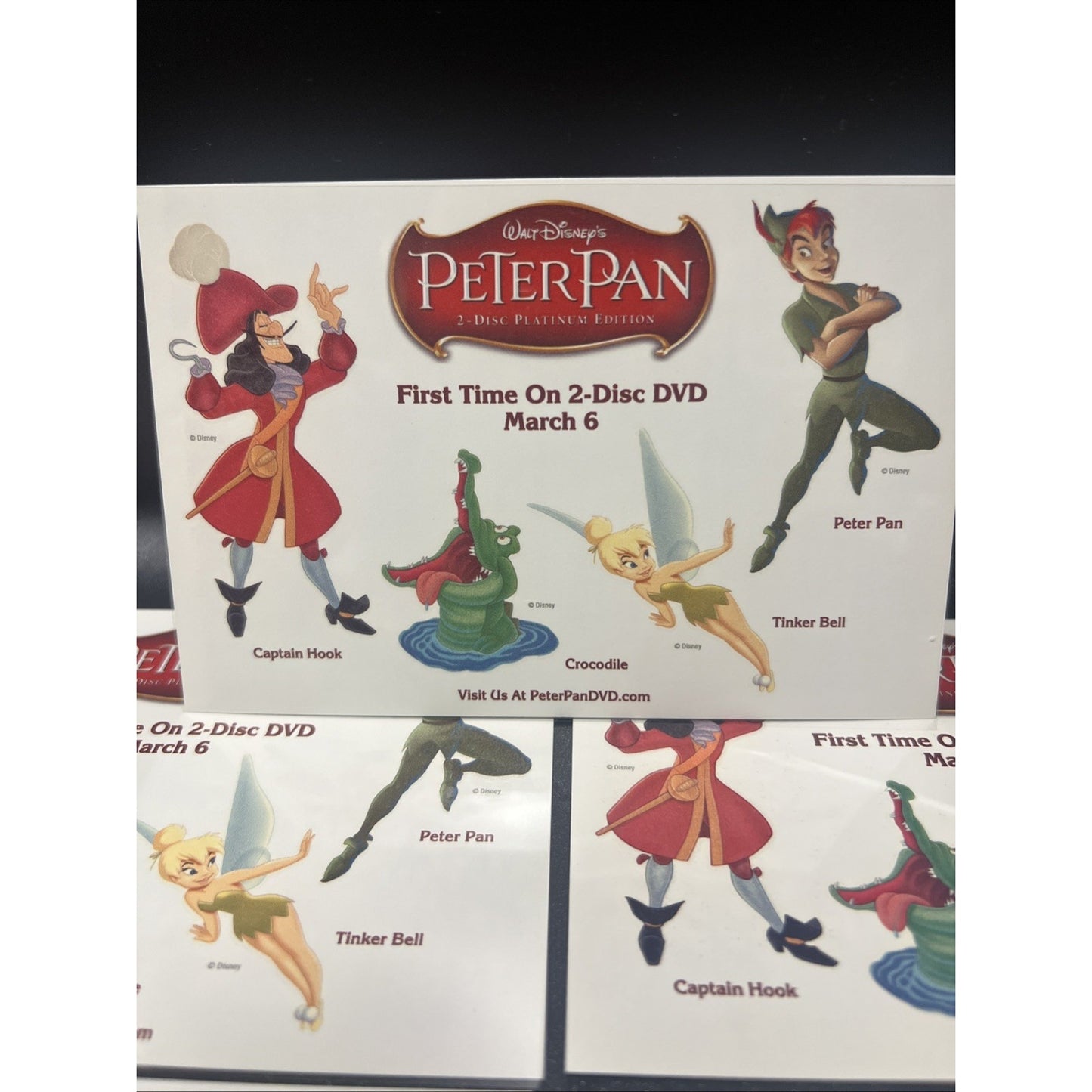 Walt Disney's Peter Pan DVD Temporary Tattoos 6 Sheets Rare Disney Movie Rewards