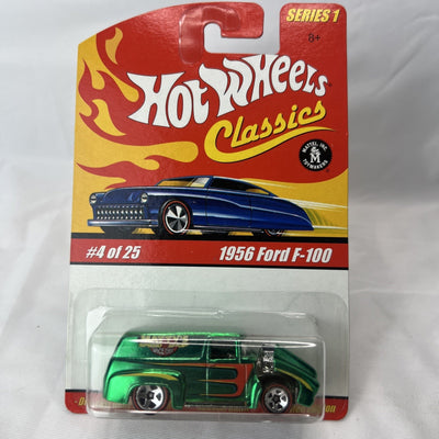 Hot Wheels Classics Series 1 #4 of 25 Green 1956 Ford F-100 Rare Color Die Cast