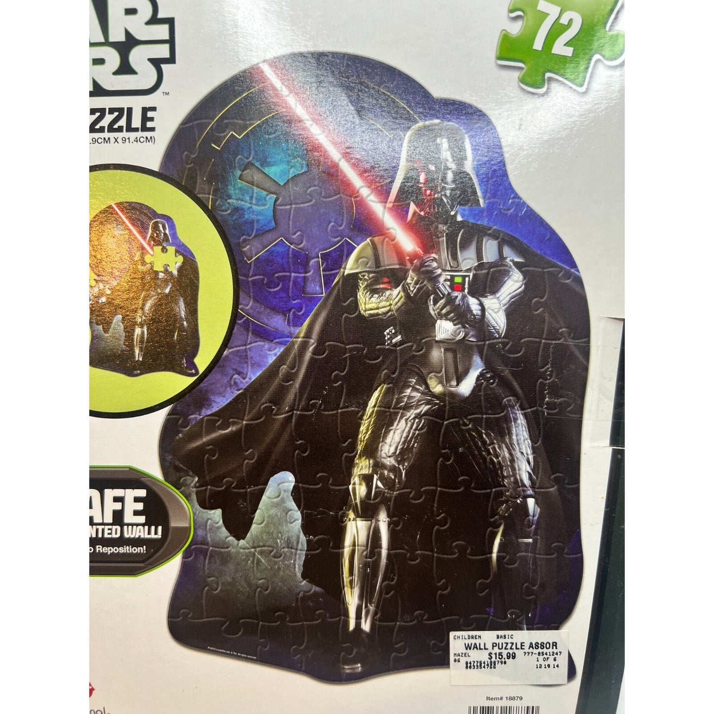 Star Wars Wall Puzzle 72 Pieces 24x36 Inch Darth Vader New Sealed