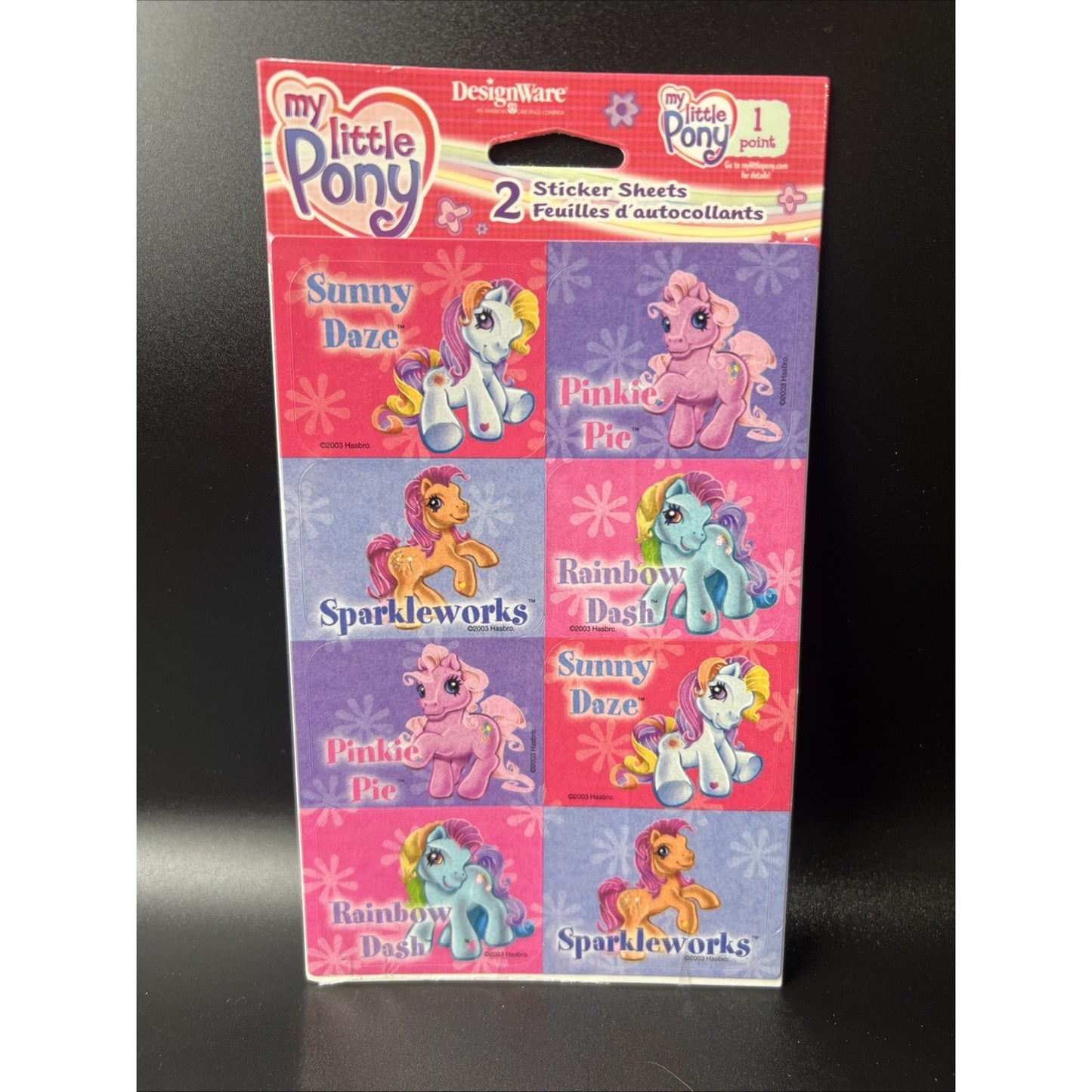 Vintage 2003 My Little Pony Stickers 2 Sheets Sticker Hasbro Rare Retro