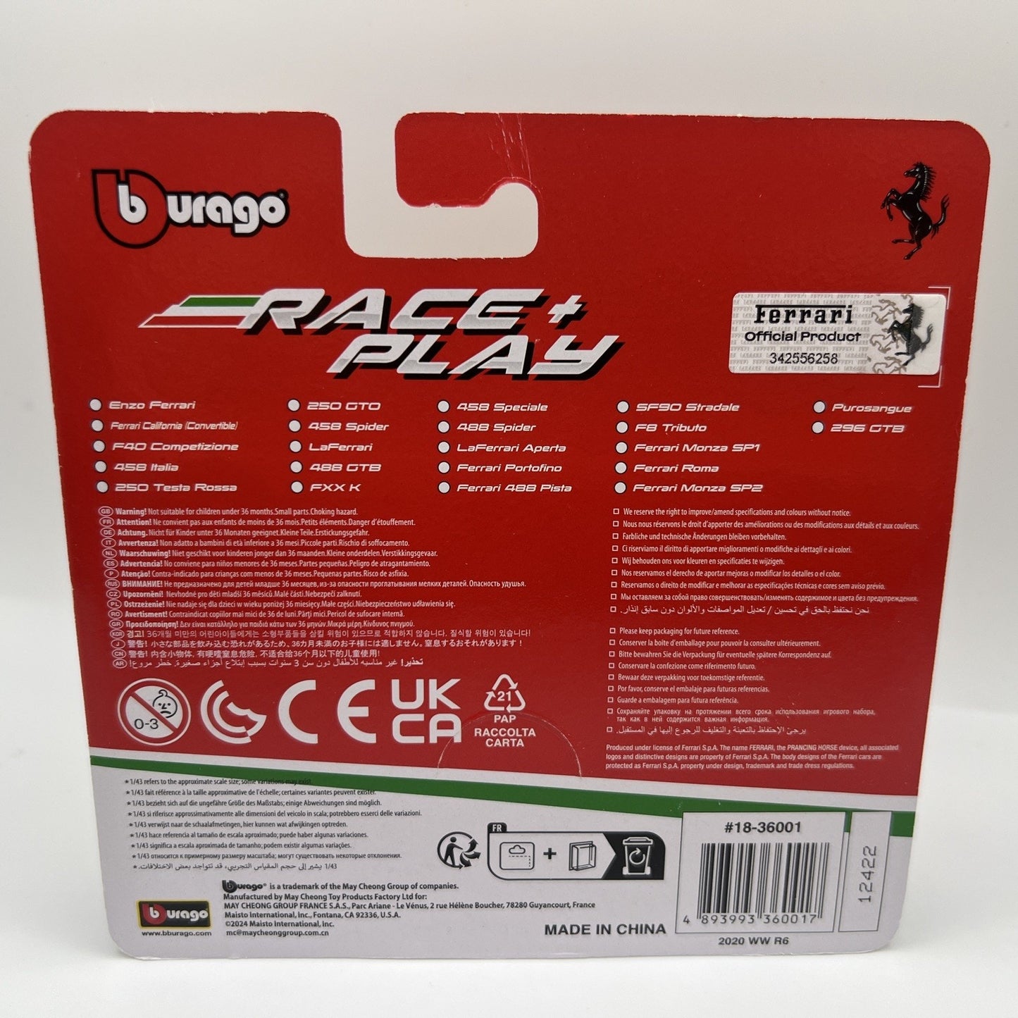 Burago 1/43 Race and Play Enzo Ferrari Rare Yellow Die Cast Toy Model Car New