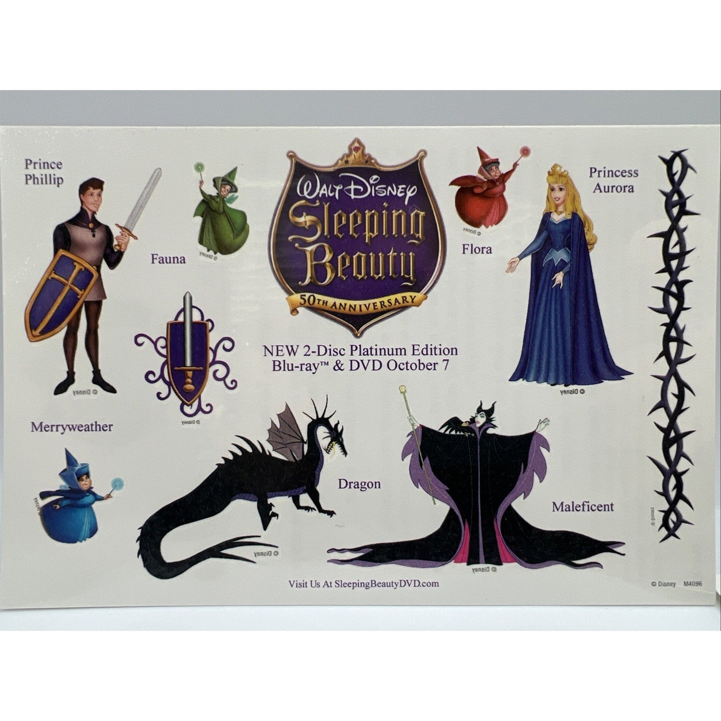 Walt Disney Pictures Sleeping Beauty Tattoo Temporary DVD Tattoos Maleficent 6ct