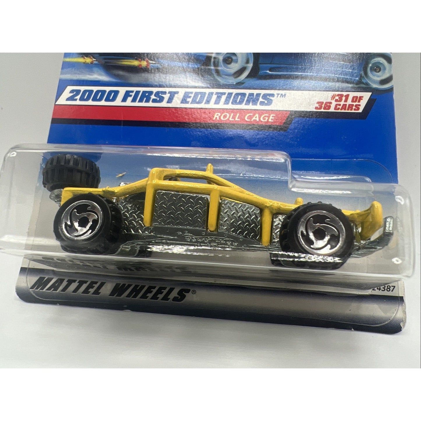 2000 Hot Wheels #91 First Editions 31/36 ROLL CAGE Yellow Steel Plate Die Cast