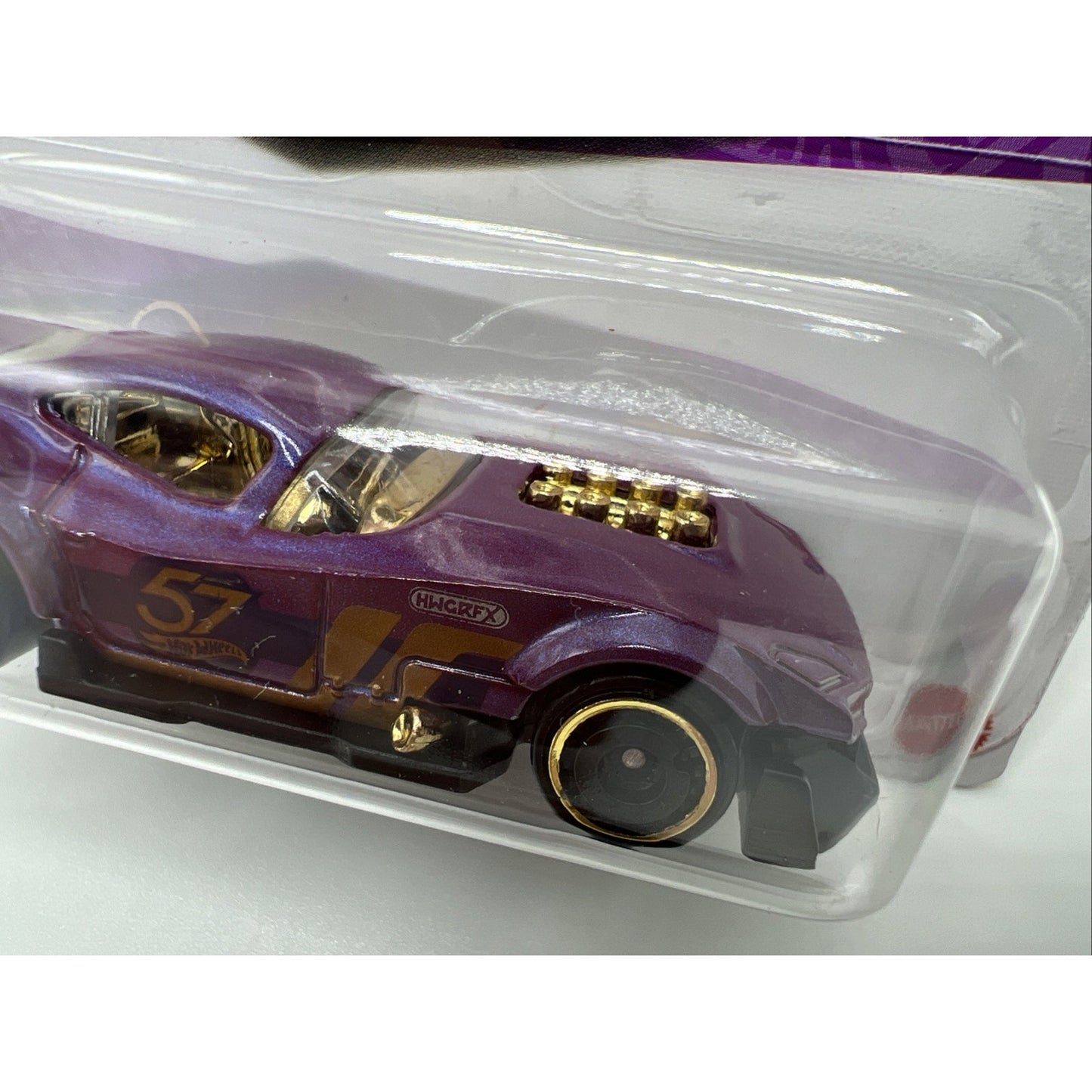 Hot Wheels 57th Anniversary Muscle And Blown #5 Purple Gold Race Car Model