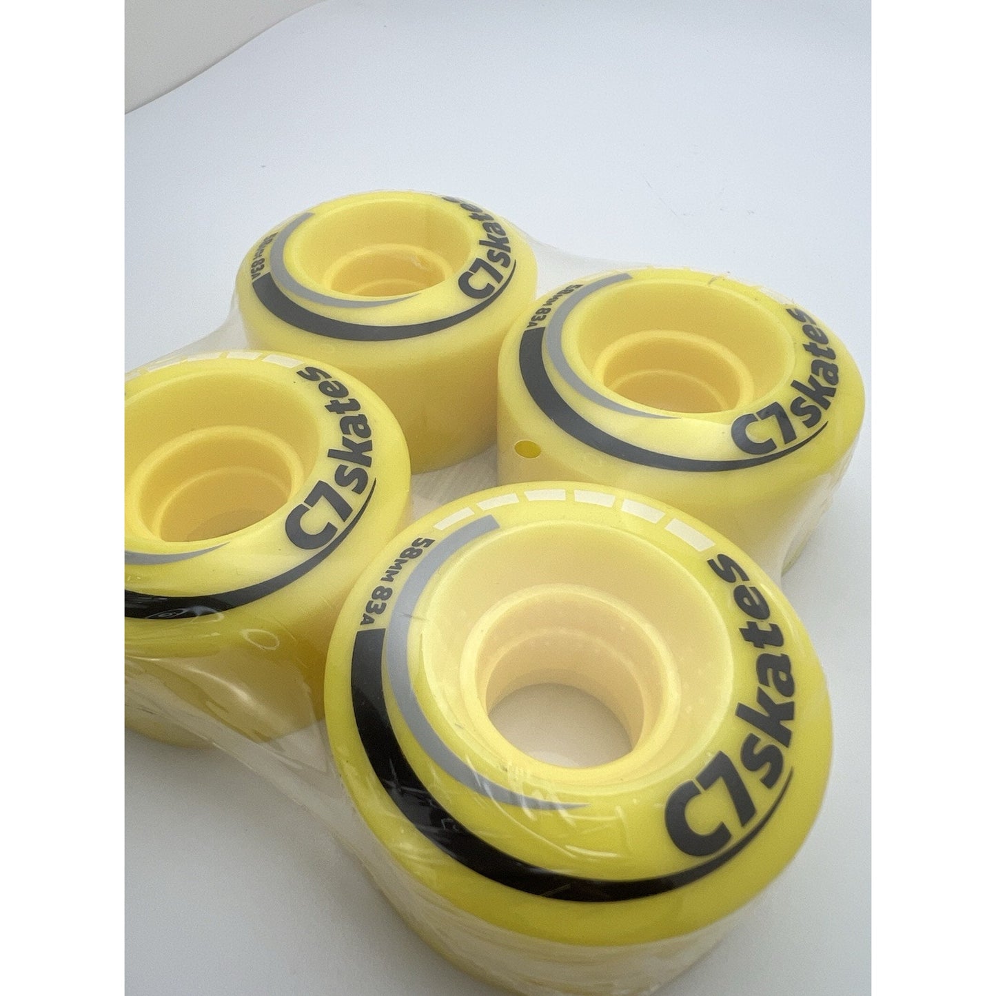 C7 skates 58mm 83A Premium Quad Roller Skate Wheels Lemonpop Yellow Set of 4 New