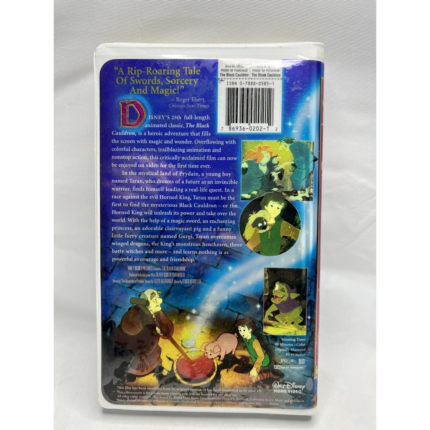 The Black Cauldron VHS, 1998, Disney Masterpiece Collection Used Tested Video