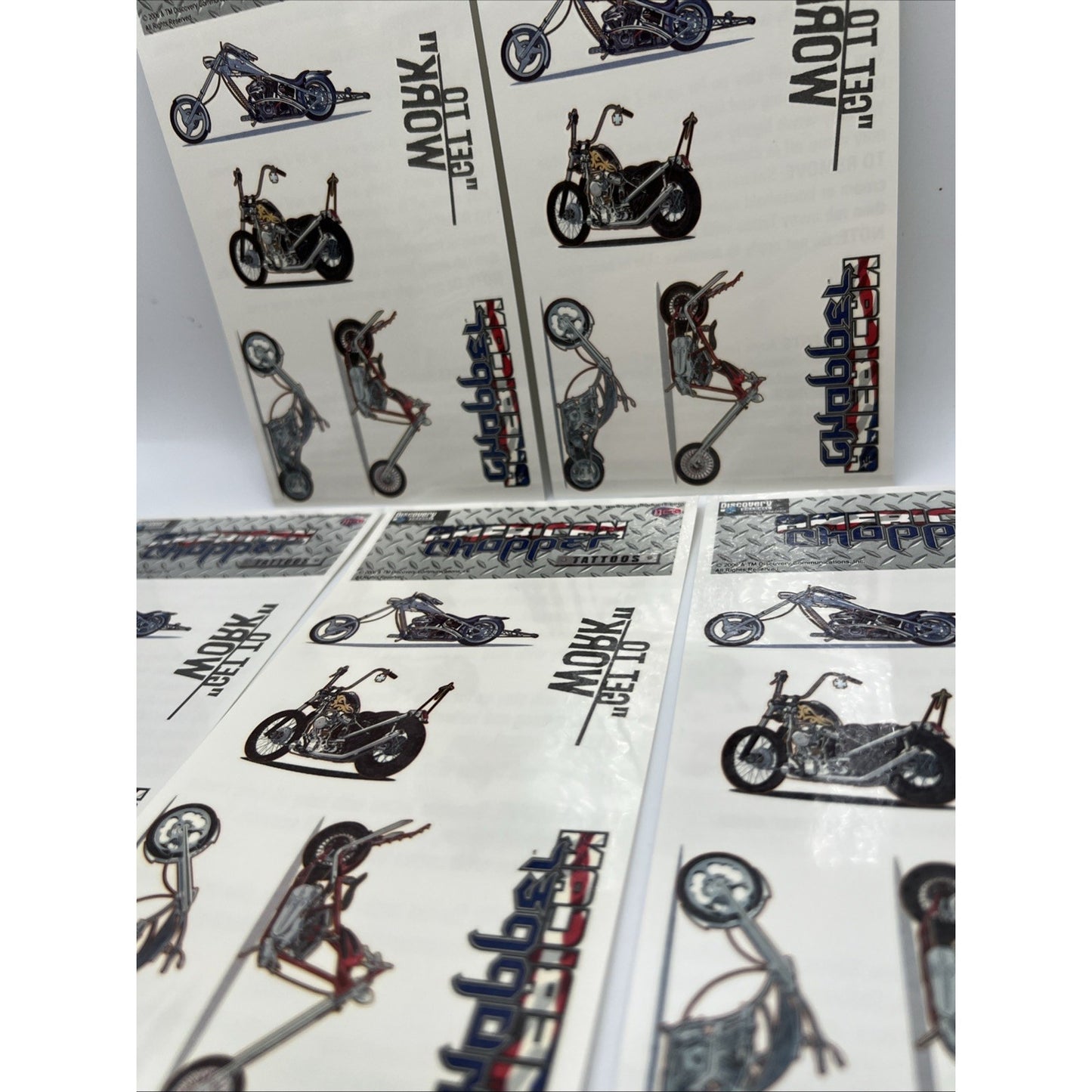 Neo Discovery American Chopper Motorcycle Temporary Tattoos Harley 5 Sheets