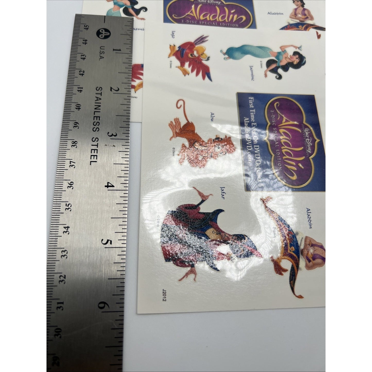 Walt Disney Aladdin DVD Temporary Tattoos Rare 6 Sheets Special Edition Jasmine