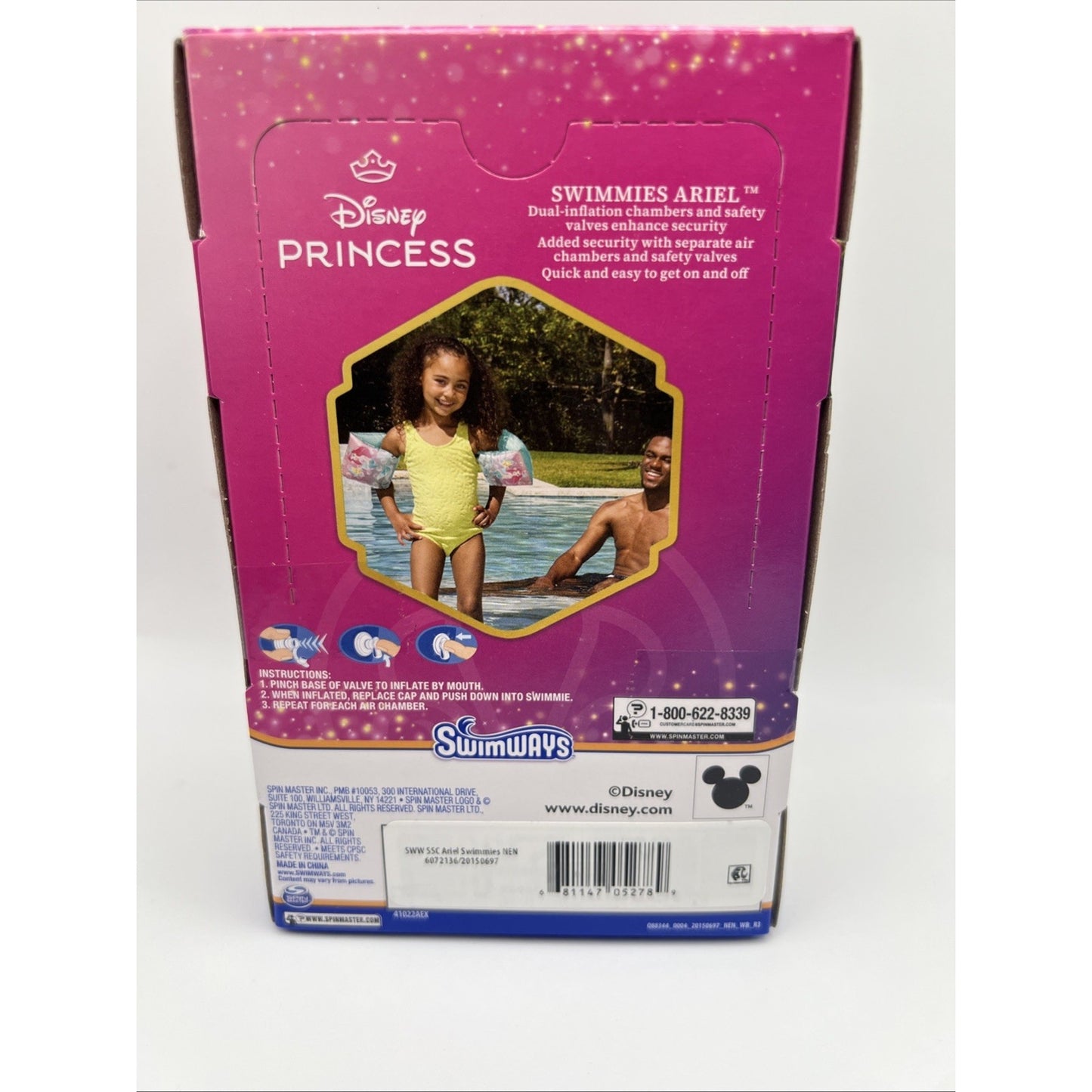 SwimWays Disney Princess Ariel Swimmies Arm Floaties for Kids 3-5 Pool Swim Help