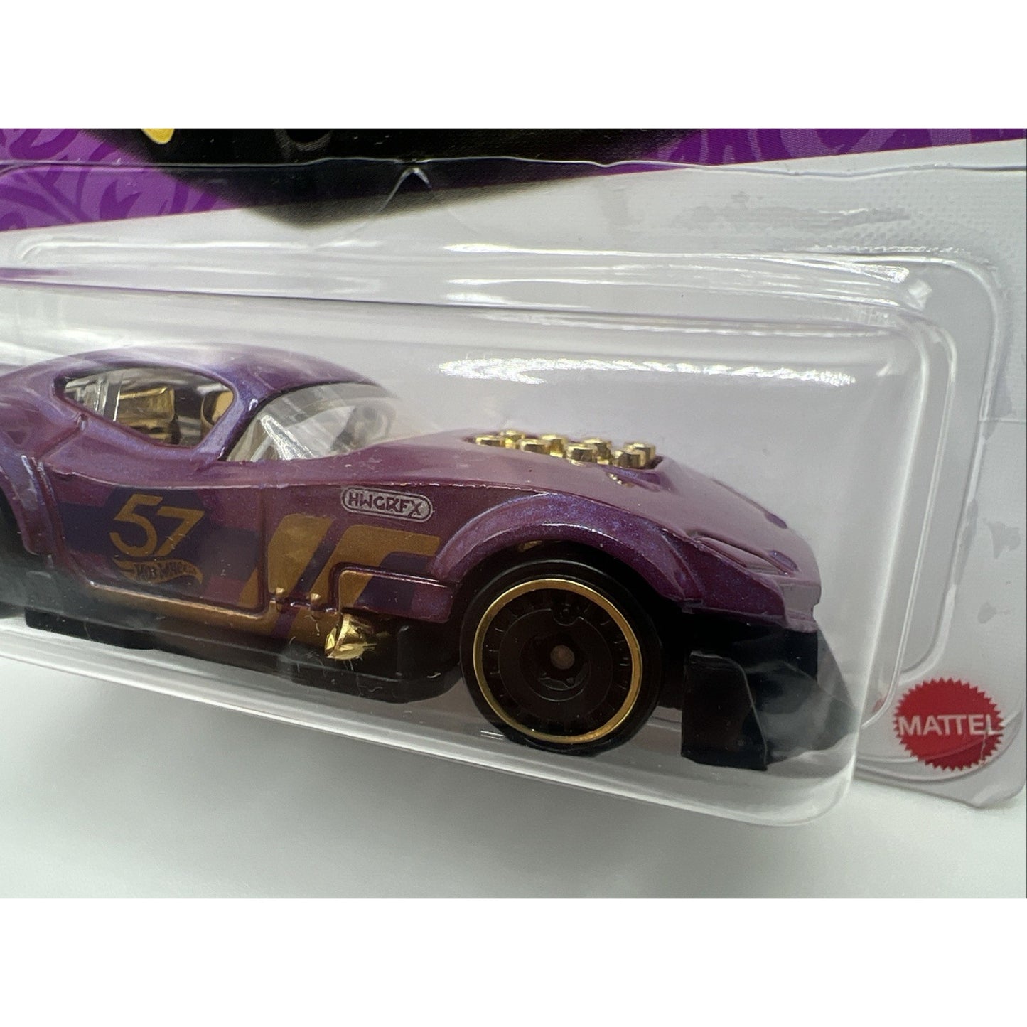 Hot Wheels 57th Anniversary Muscle And Blown #5 Purple Gold Race Car Model