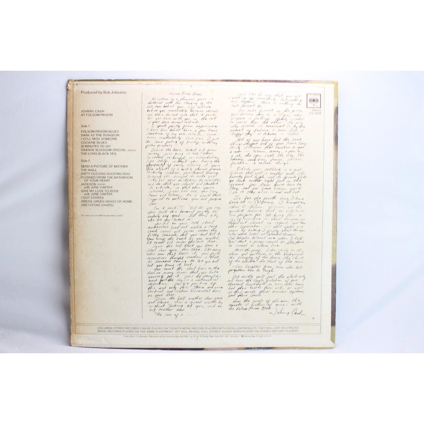 Johnny Cash – At Folsom Prison LP Vinyl Record Used