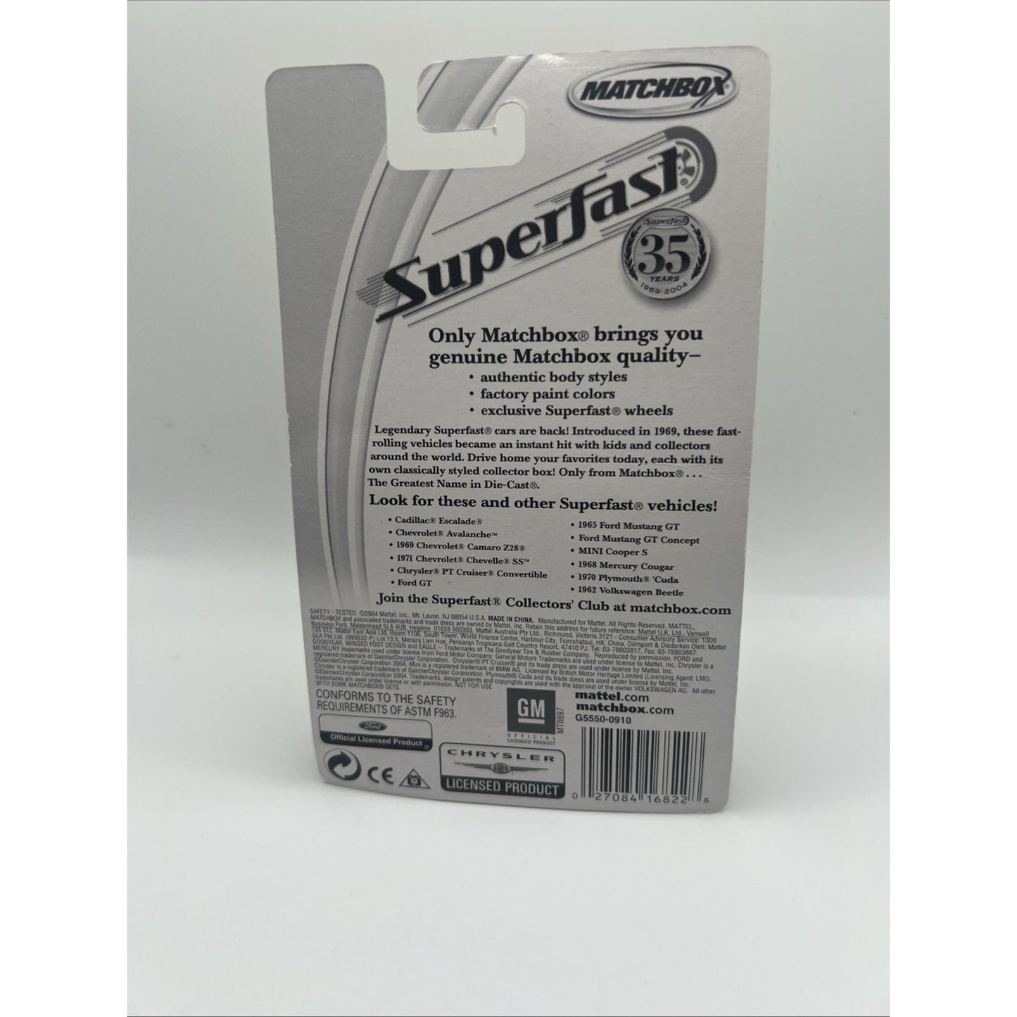 Matchbox SuperFast 1969 Camaro Z-28 Die-Cast Toy Car Super Fast Muscle Race Car