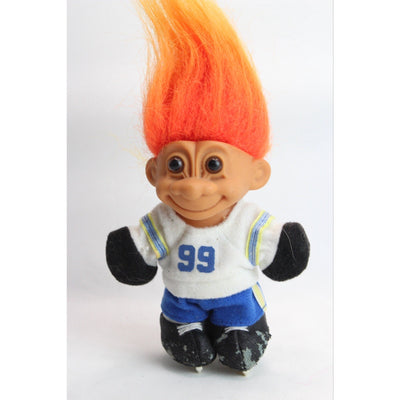 Vintage Russ 5" Troll Doll Hockey Player #99 Rare Orange Hair