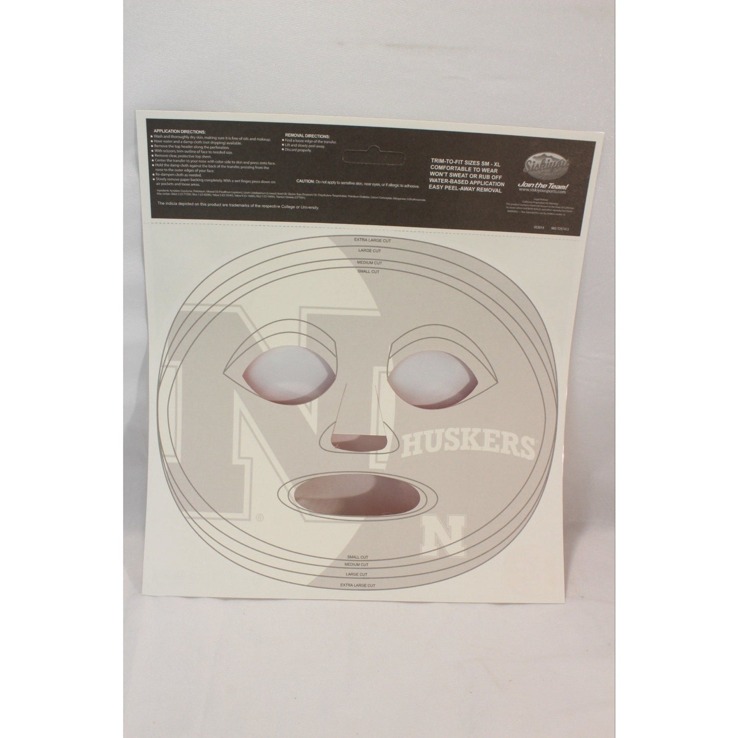 Nebraska Corn Huskers Game Day Face Temporary Tattoo NFL Football Fan College