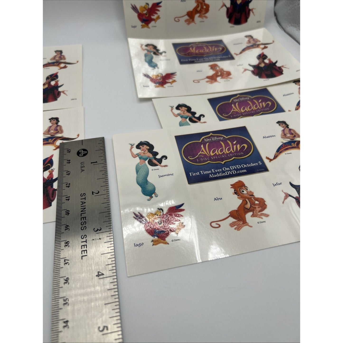 Walt Disney Aladdin DVD Temporary Tattoos Rare 6 Sheets Special Edition Jasmine