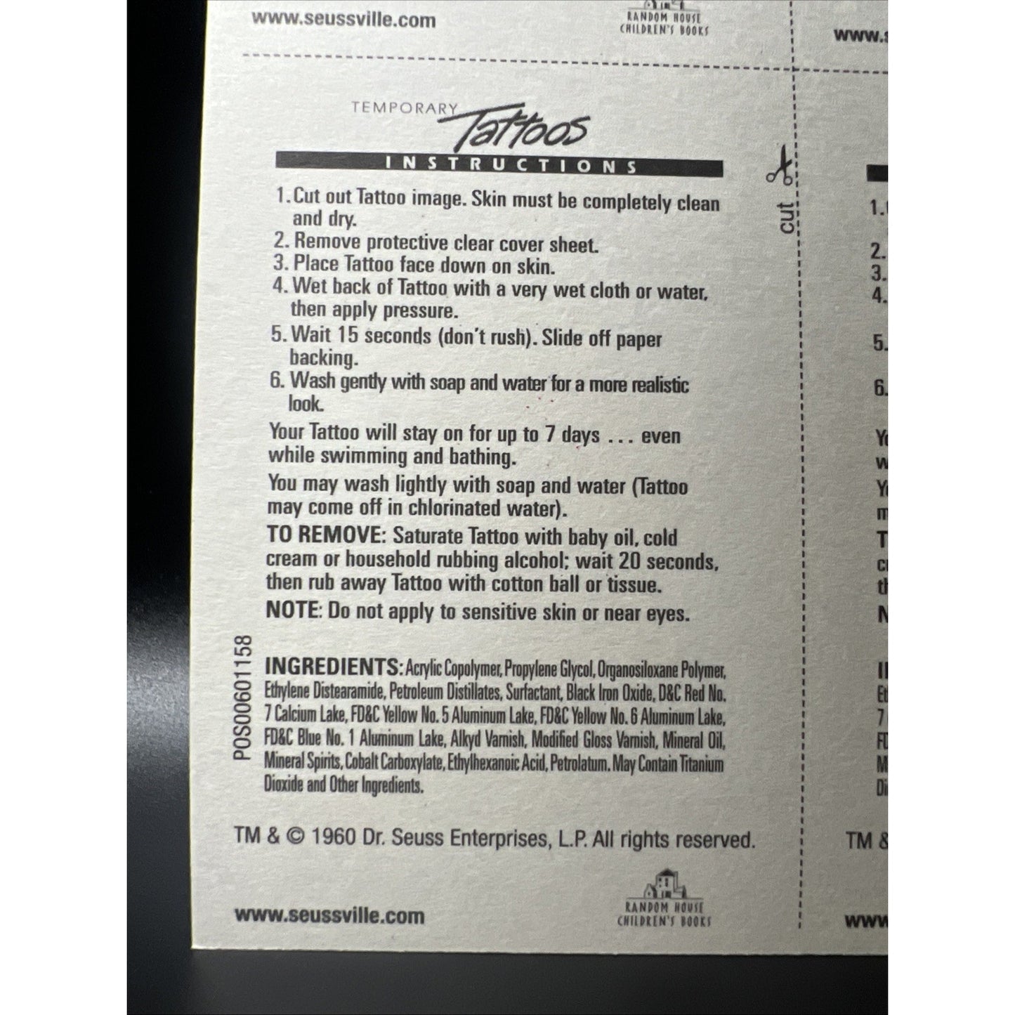 Christmas Dr Suess Temporary Tattoos 6 Sheets Grinch Cat In The Hat Party Pack