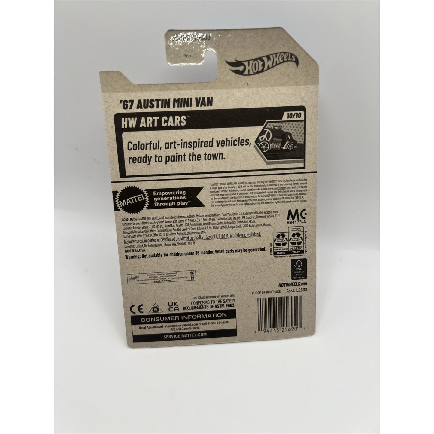 2025 Hot Wheels HW Art Cars 10/10 '67 Austin Mini Van 169/250 1967 England New