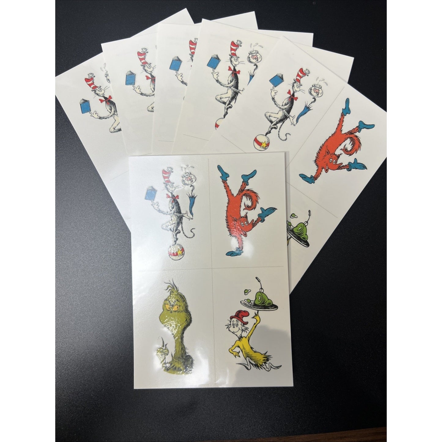 Christmas Dr Suess Temporary Tattoos 6 Sheets Grinch Cat In The Hat Party Pack
