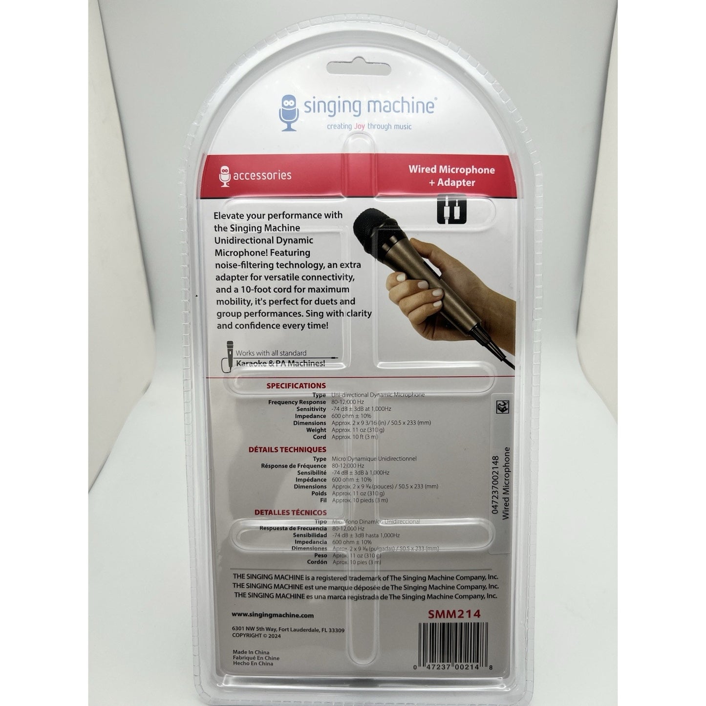 Singing Machine Unidirectional Karaoke Microphone And Adapter Brand New