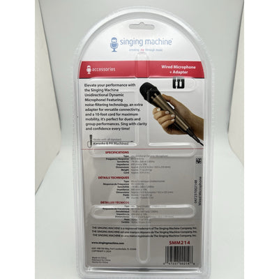 Singing Machine Unidirectional Karaoke Microphone And Adapter Brand New