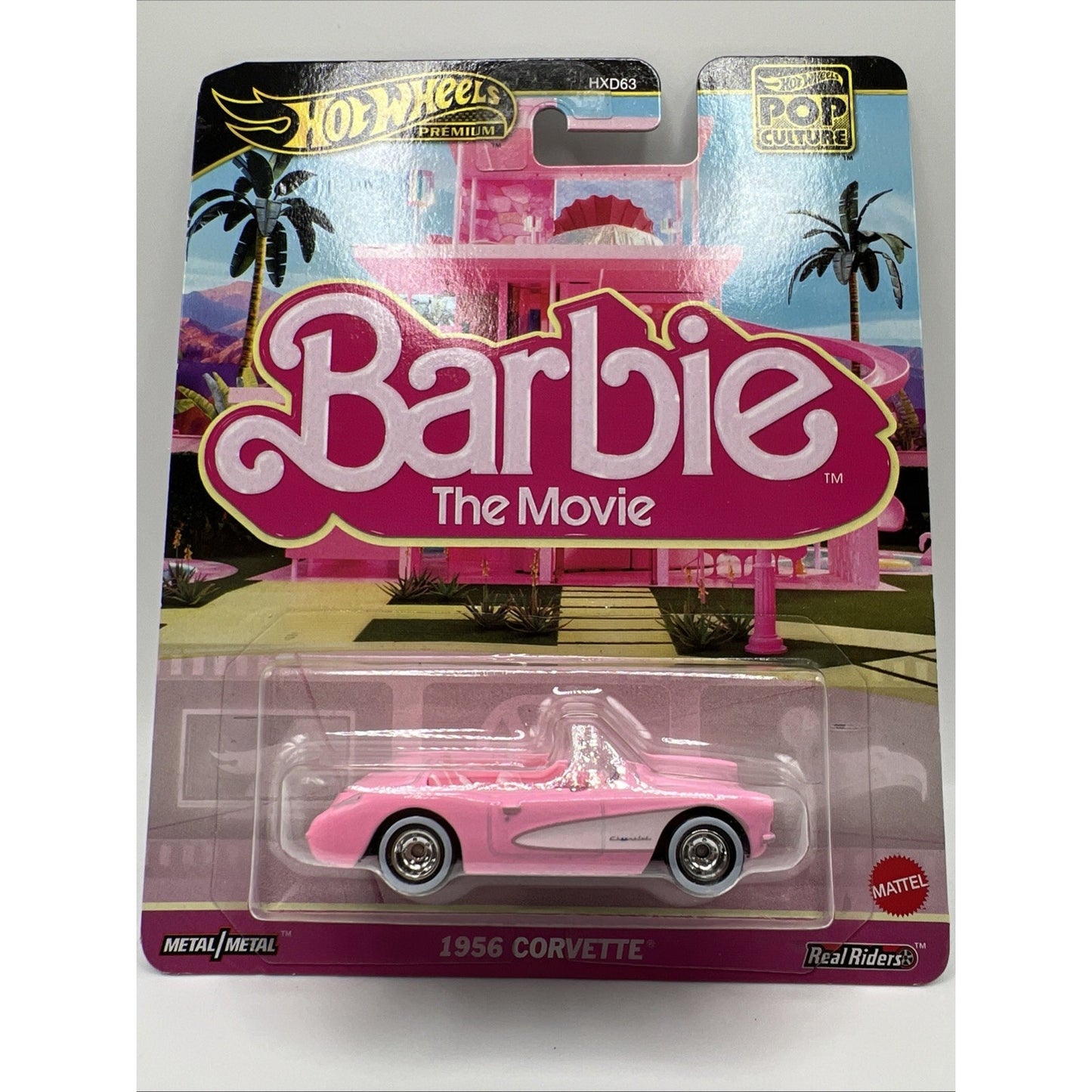 Hot Wheels Premium Pop Culture Barbie The Movie 1956 Corvette Chevrolet Pink