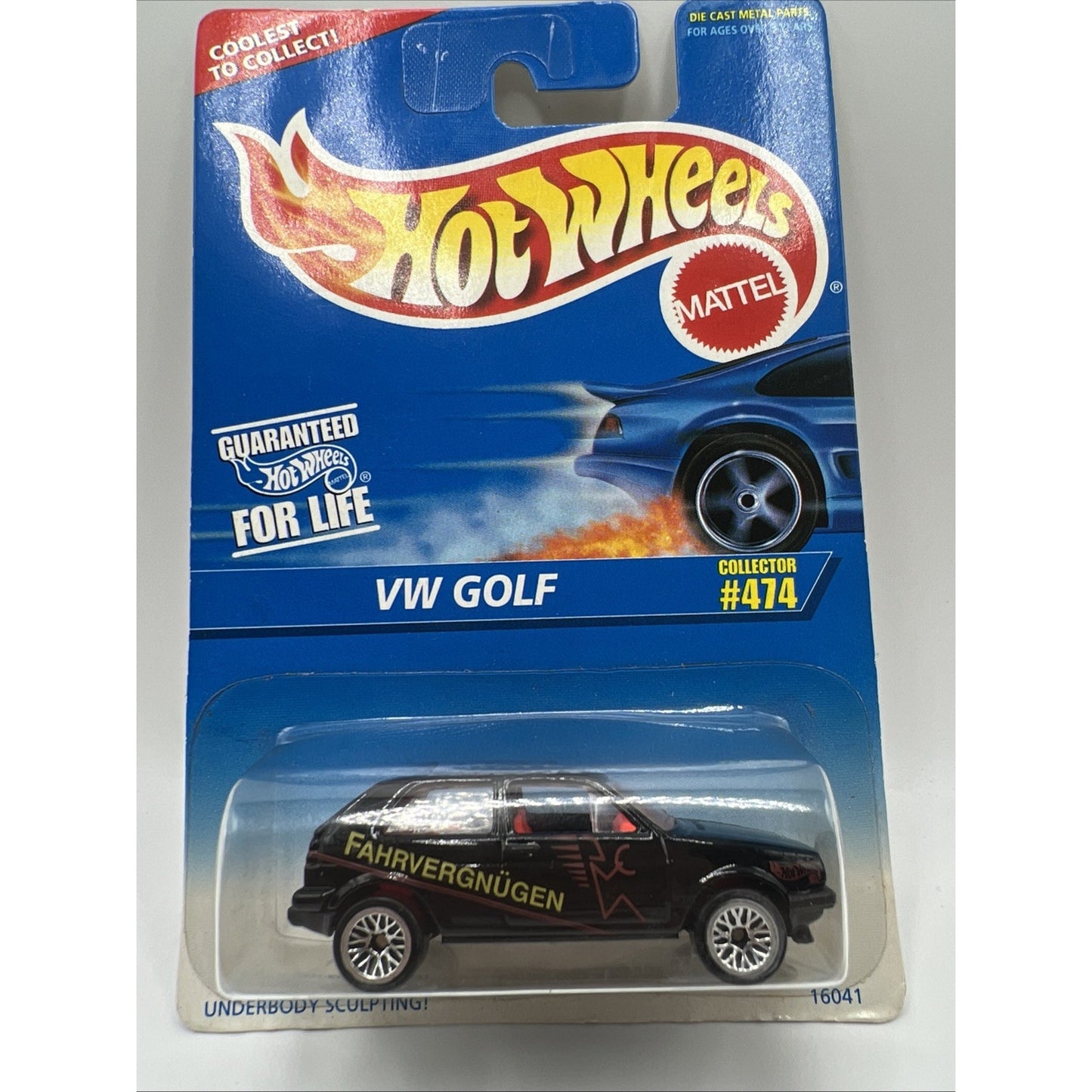 Hot Wheels VW Golf 1995 Mattel Fahrvergnugen Logo Black Toy Car #474 Volkswagen