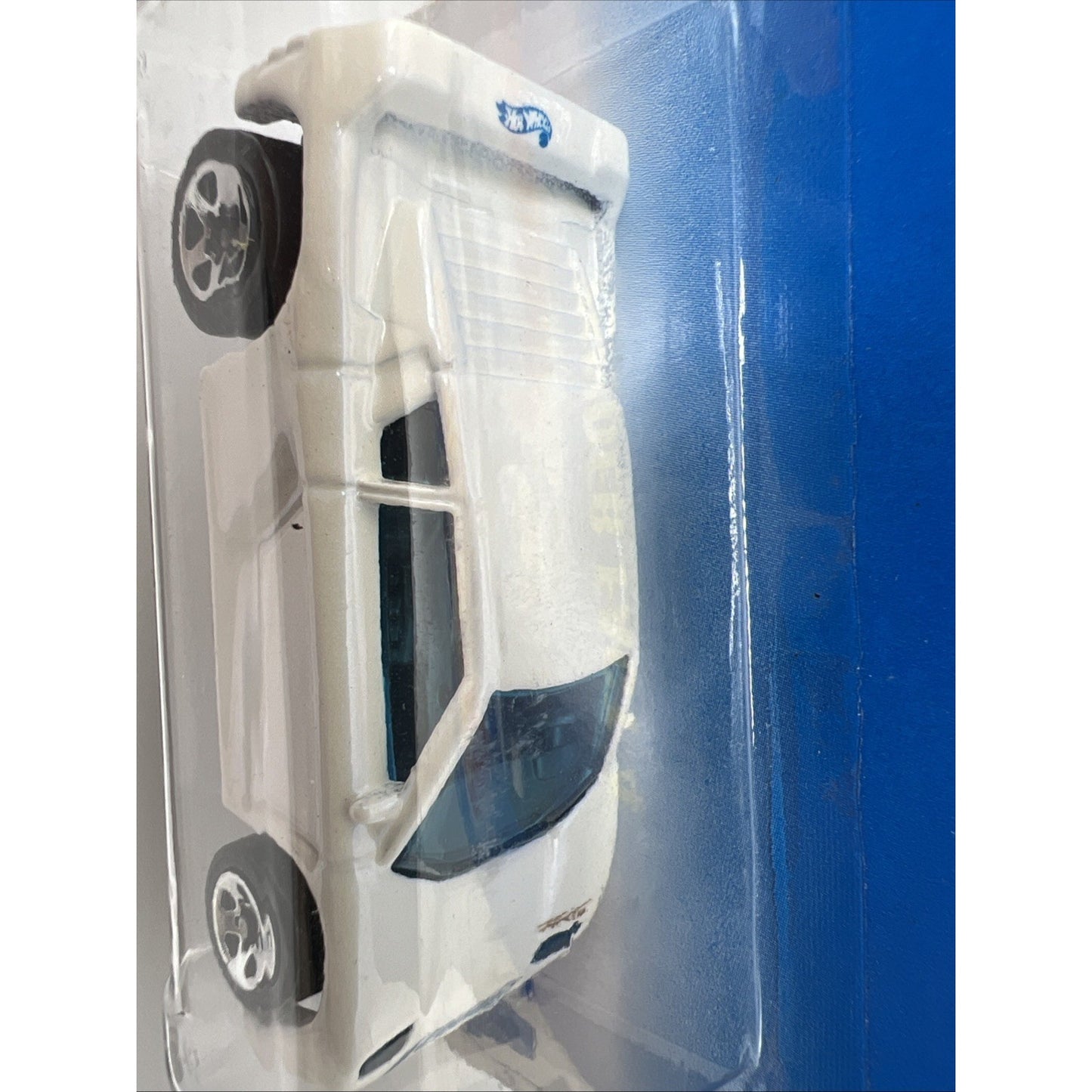 1991 Hot Wheels Blue White Card #454 ZENDER FACT 4 Chrome 5 Spoke Wheels