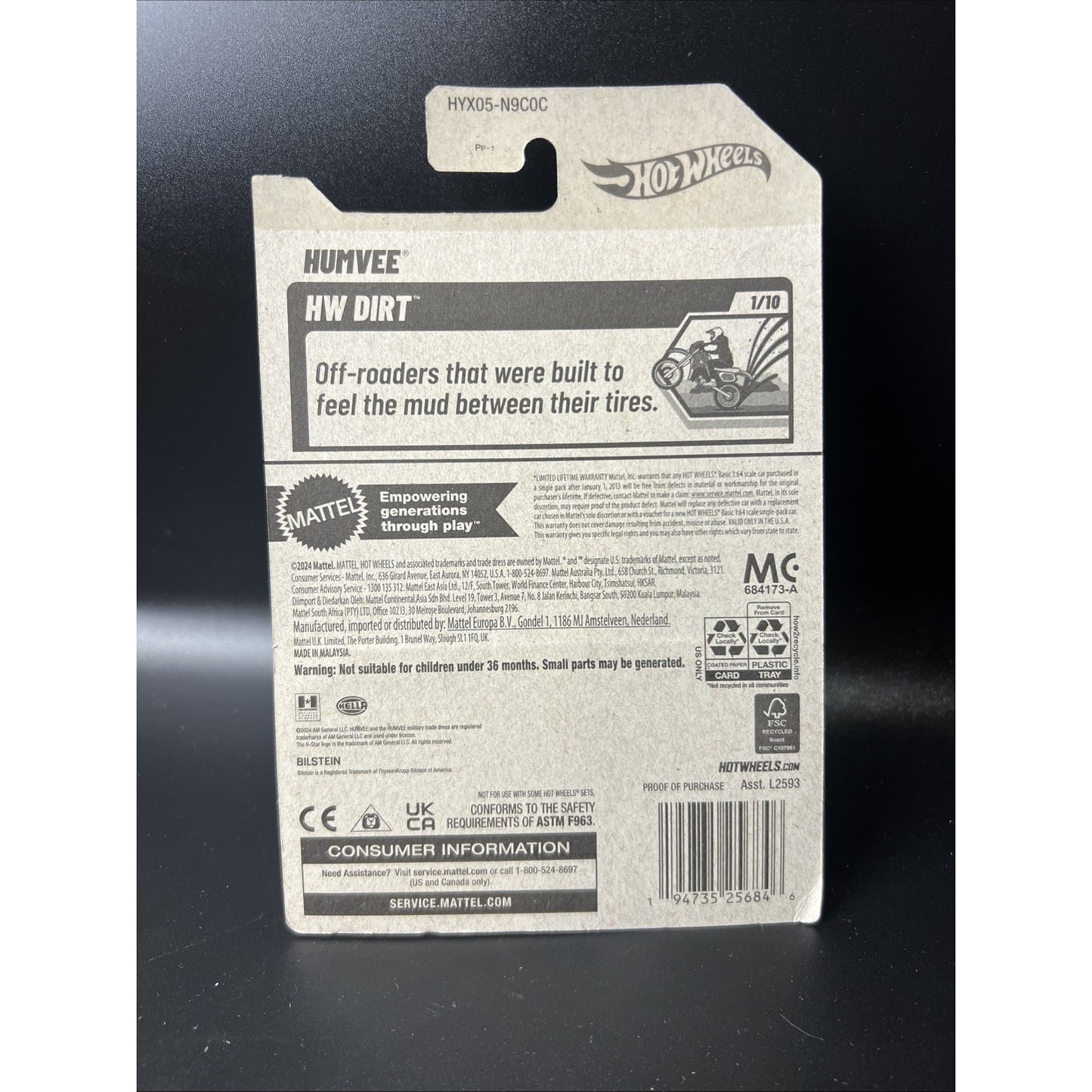 Hot Wheels 2024 Humvee HW Dirt 1/10 Red Off-Road SUV 55 Diecast 1:64