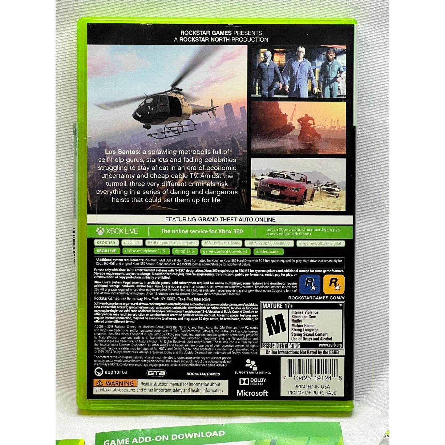 Grand Theft Auto V Xbox 360 GTA 5 Tested Video Game Used