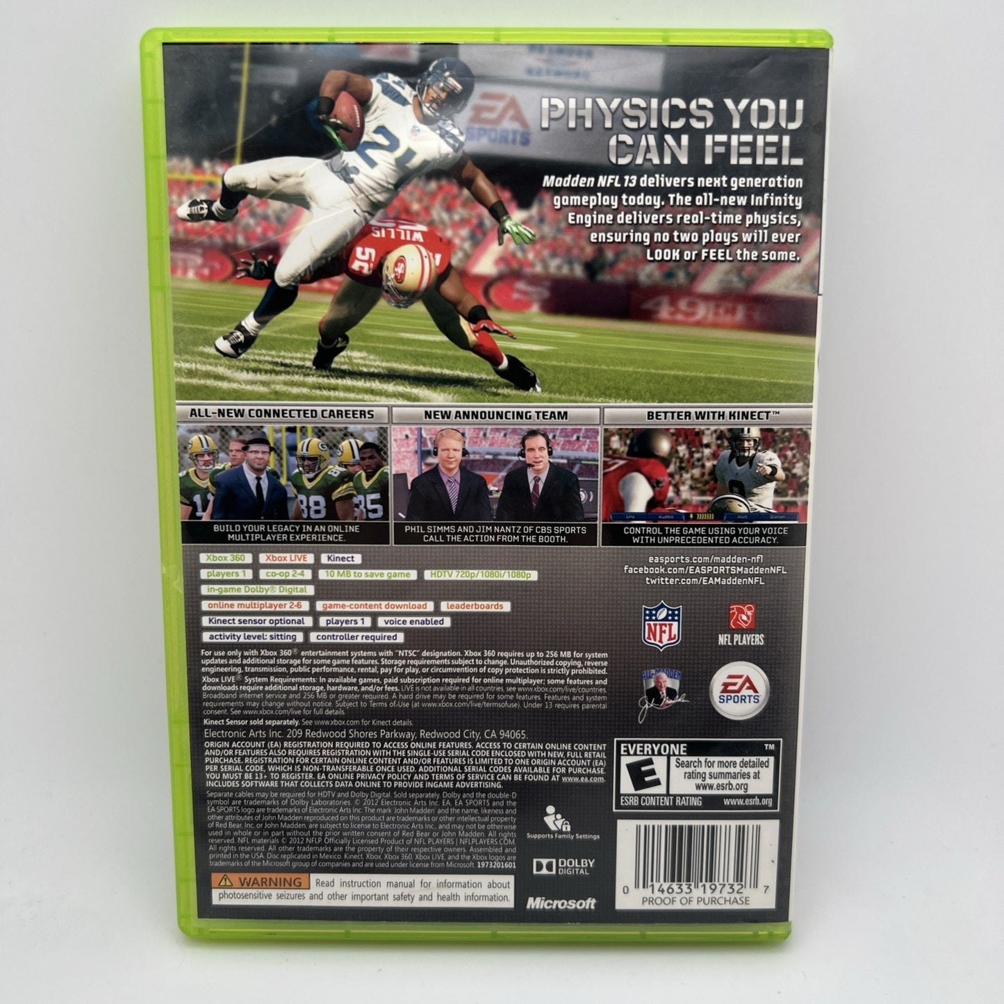 Madden NFL 13 Xbox 360 Football Video Game Used With Case