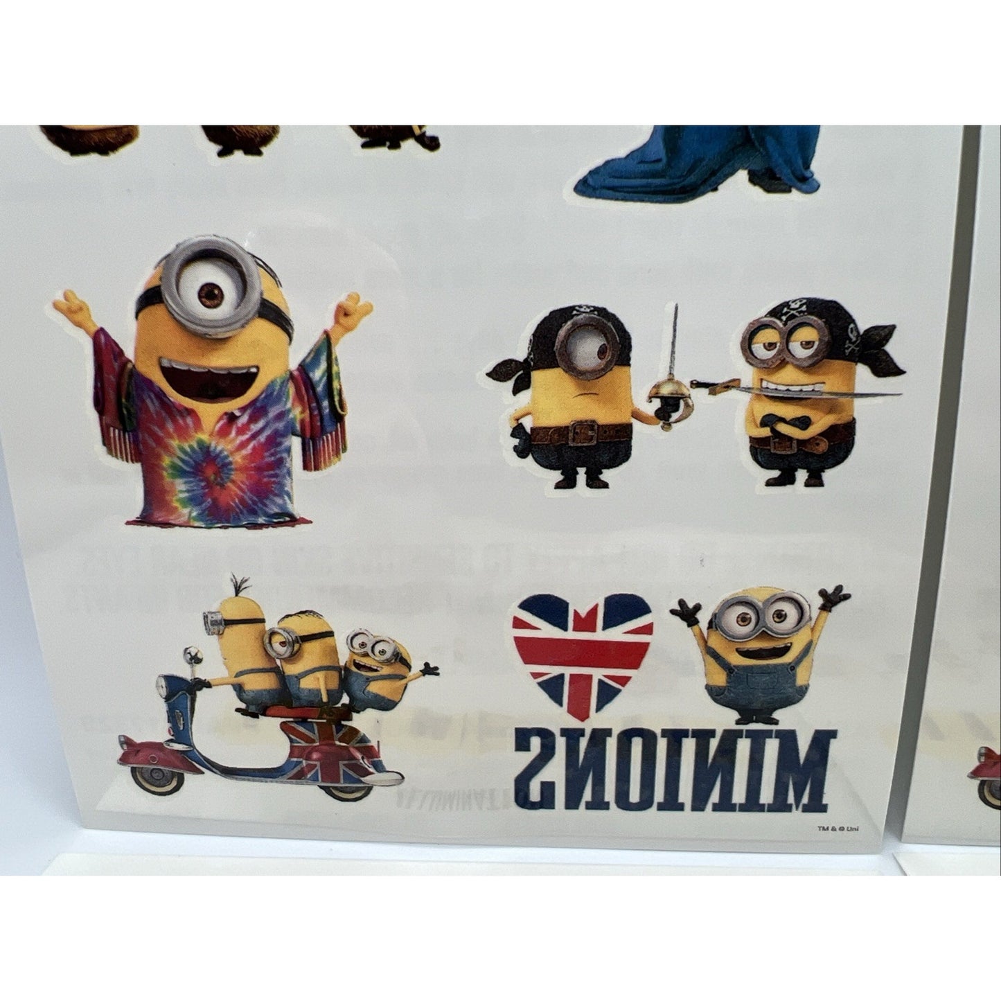 Illumination Minions United Kingdom Temporary Tattoo 6 Sheets Of Tattoos Gru